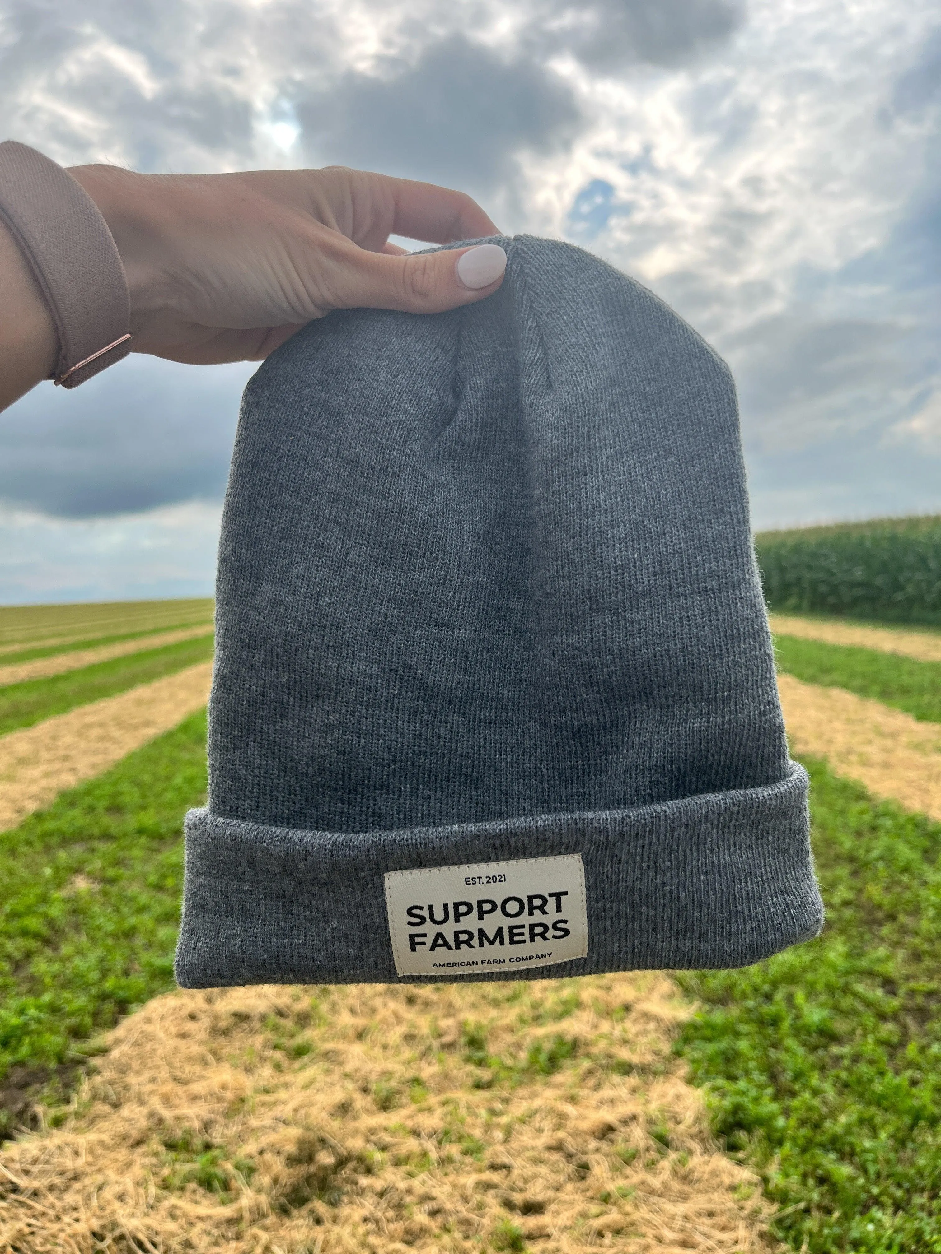 Grey ‘Support Farmers’ Beanie