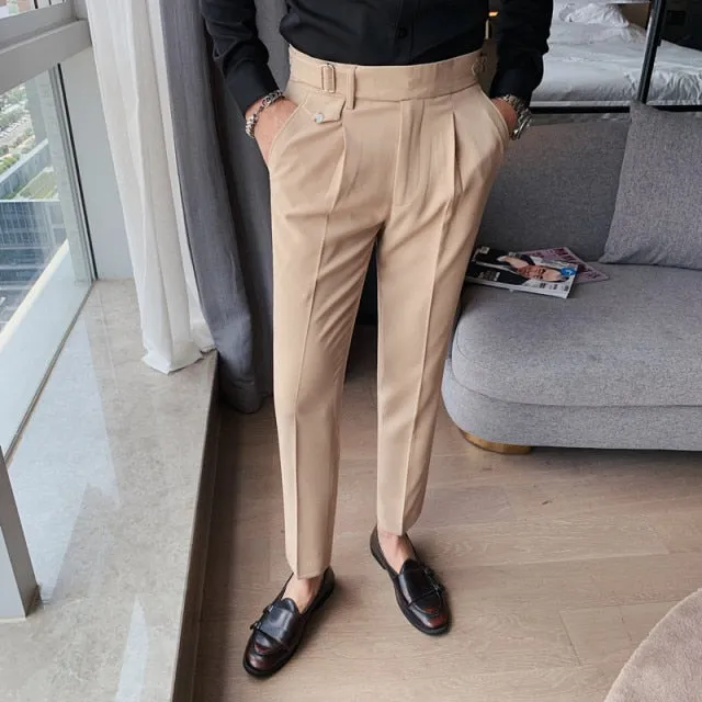 High Quality British Style Business Casual Slim Fit Men Dress Pants Solid All Match Formal Wear Office Trousers Gentlemen 36-29