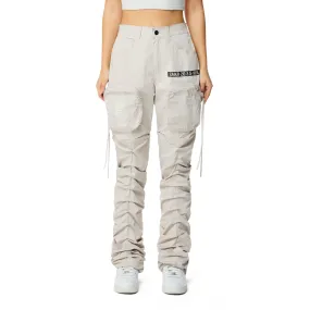 High Rise Stacked Utility Pants - Silver Grey