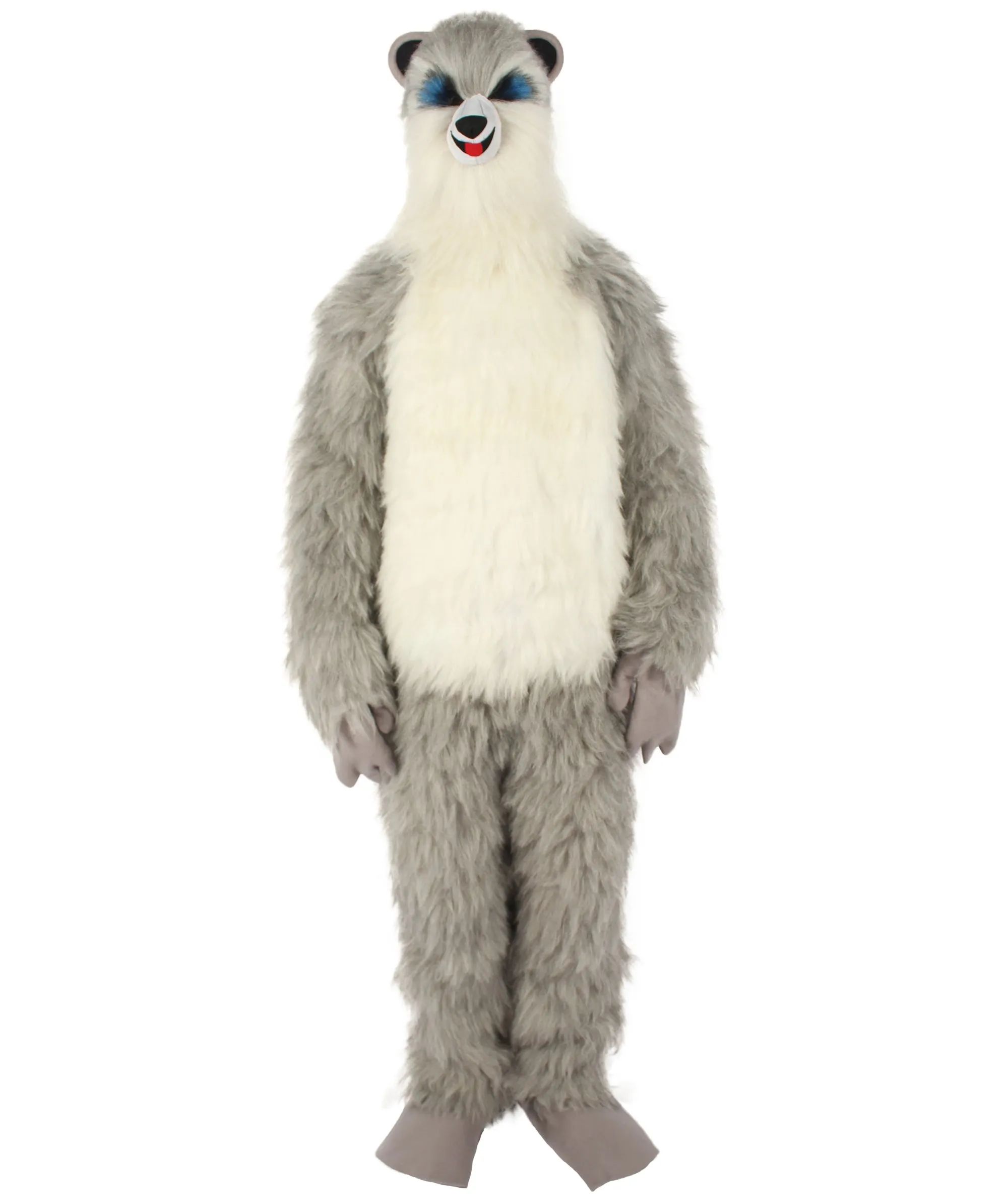 HPO White and Grey Civet Cat Costume with Mask  - Long Synthetic Fibers Bundle