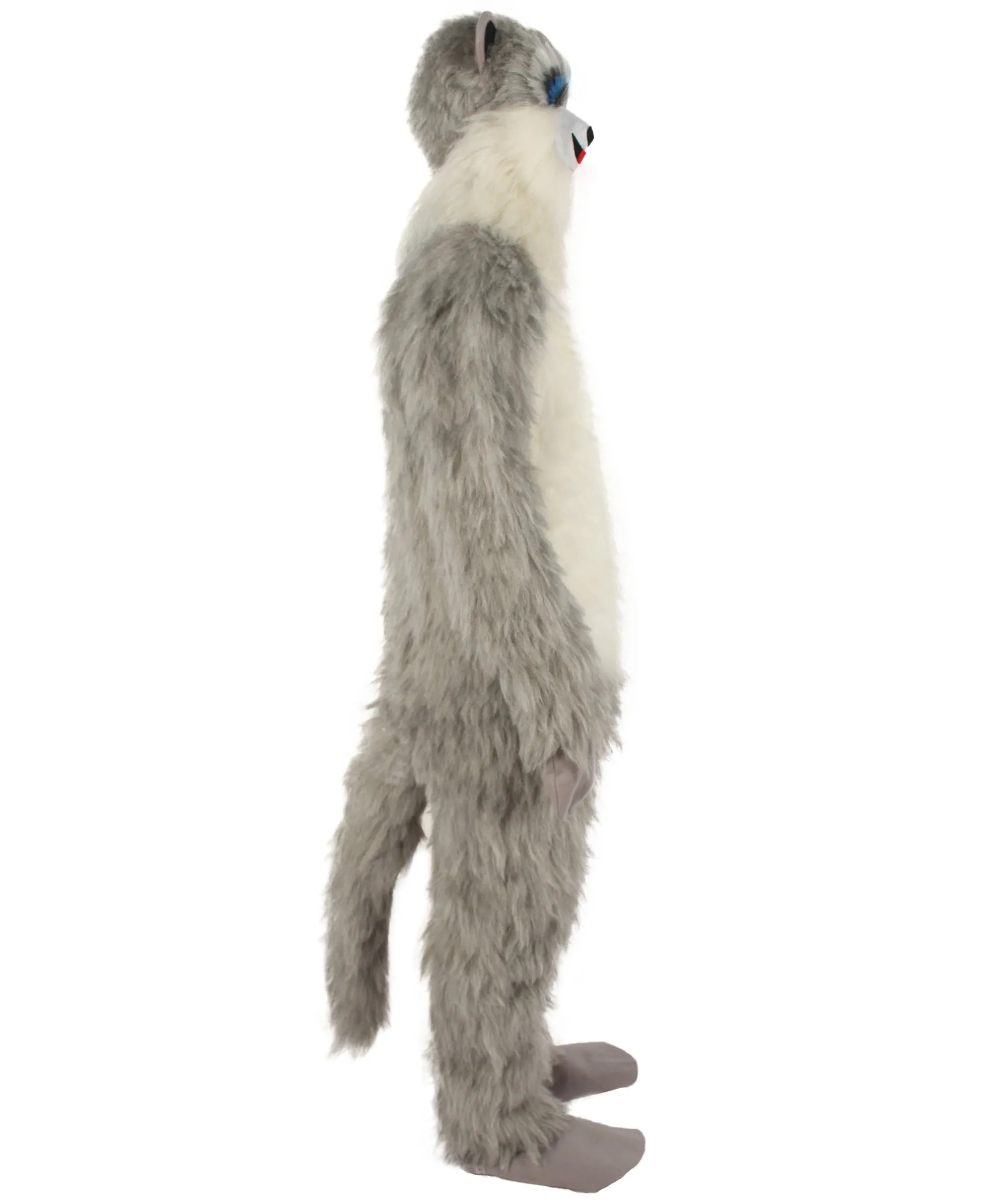 HPO White and Grey Civet Cat Costume with Mask  - Long Synthetic Fibers Bundle