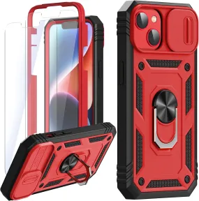 iPhone 14 Case with Stand & Camera Cover Kickstand Case 6.1 Inch, Black