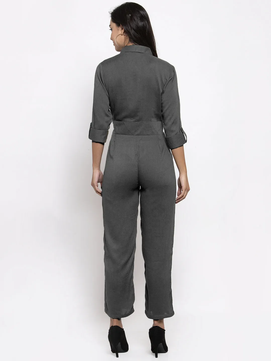 Jashvi Women Grey Solid Jumpsuit