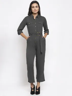 Jashvi Women Grey Solid Jumpsuit