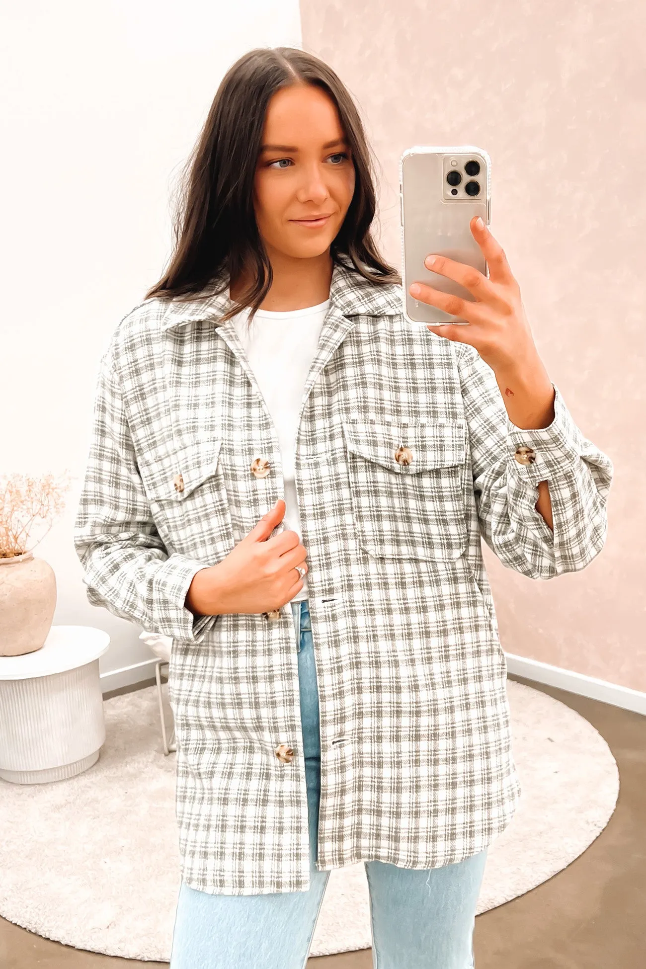 Jemma Shacket Grey Check