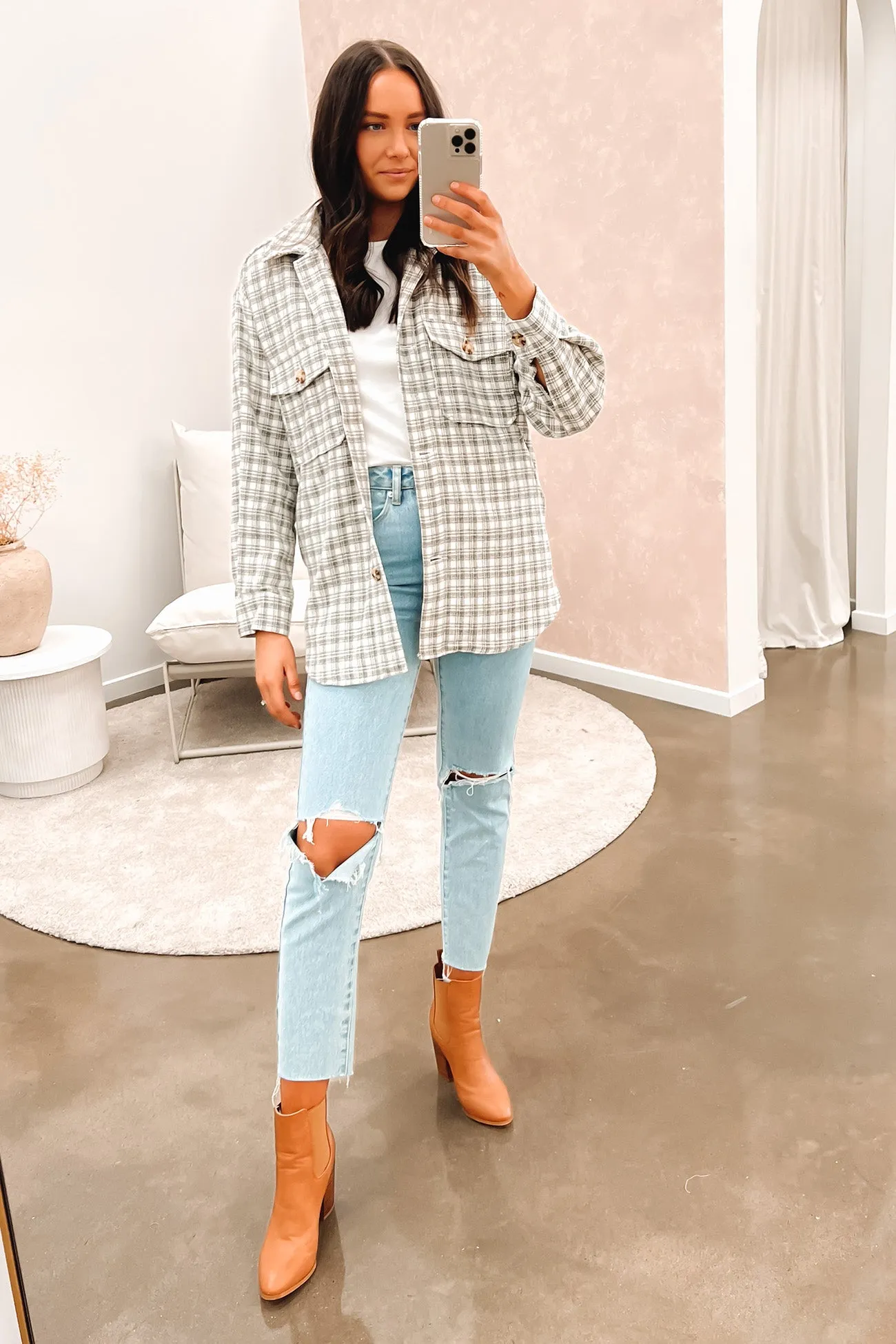 Jemma Shacket Grey Check