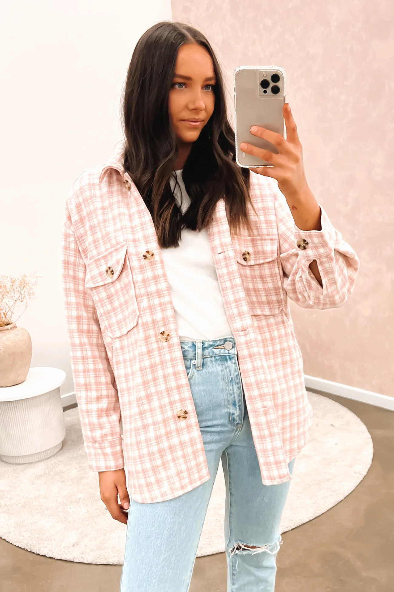 Jemma Shacket Pink Check