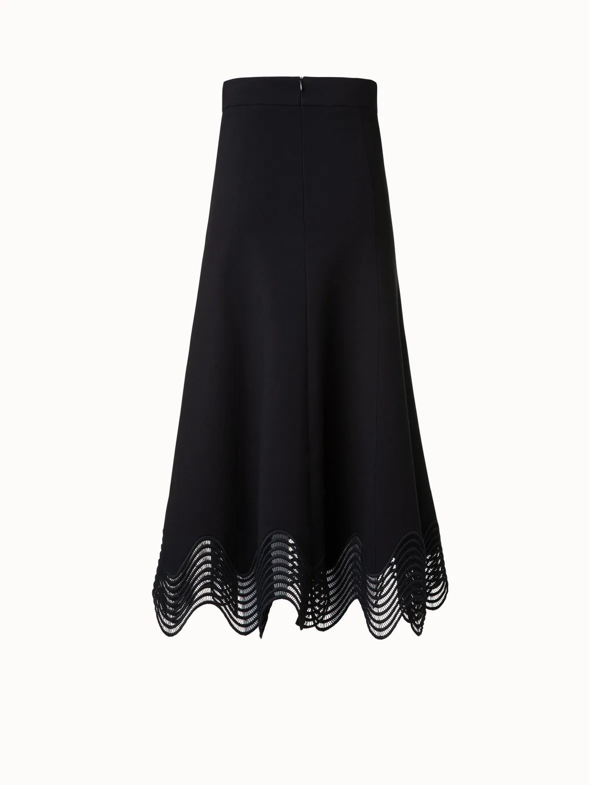 Jersey Midi Skirt with Wave Lace