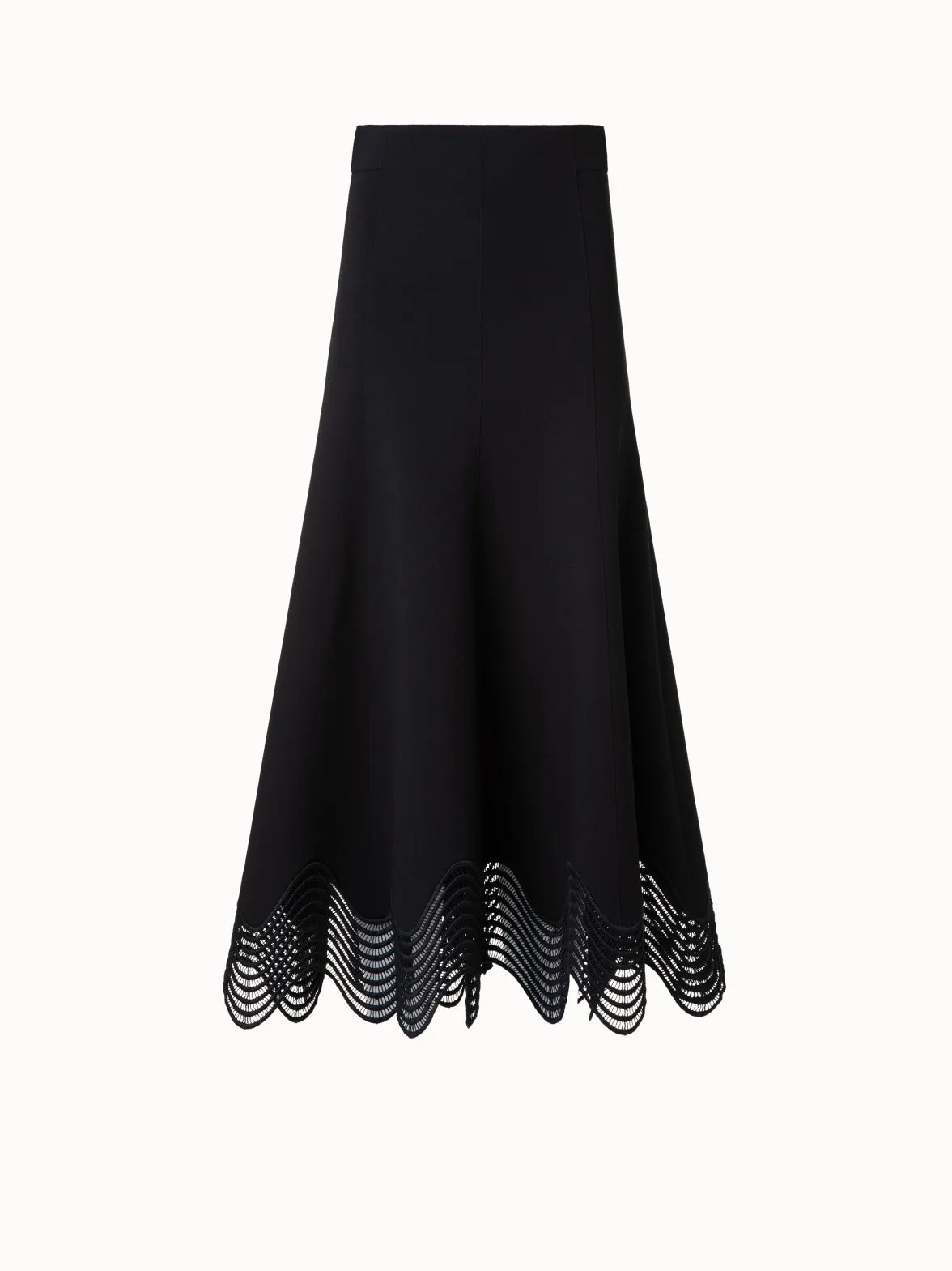 Jersey Midi Skirt with Wave Lace