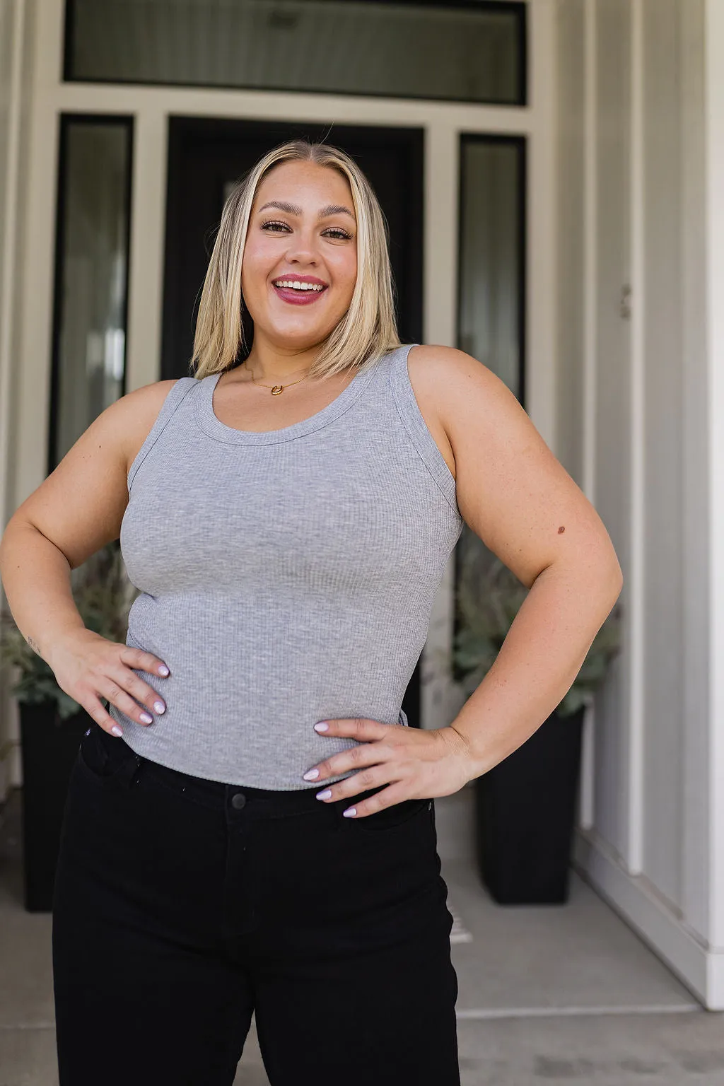 Just One More Ribbed Tank in Heather Grey - Yelete