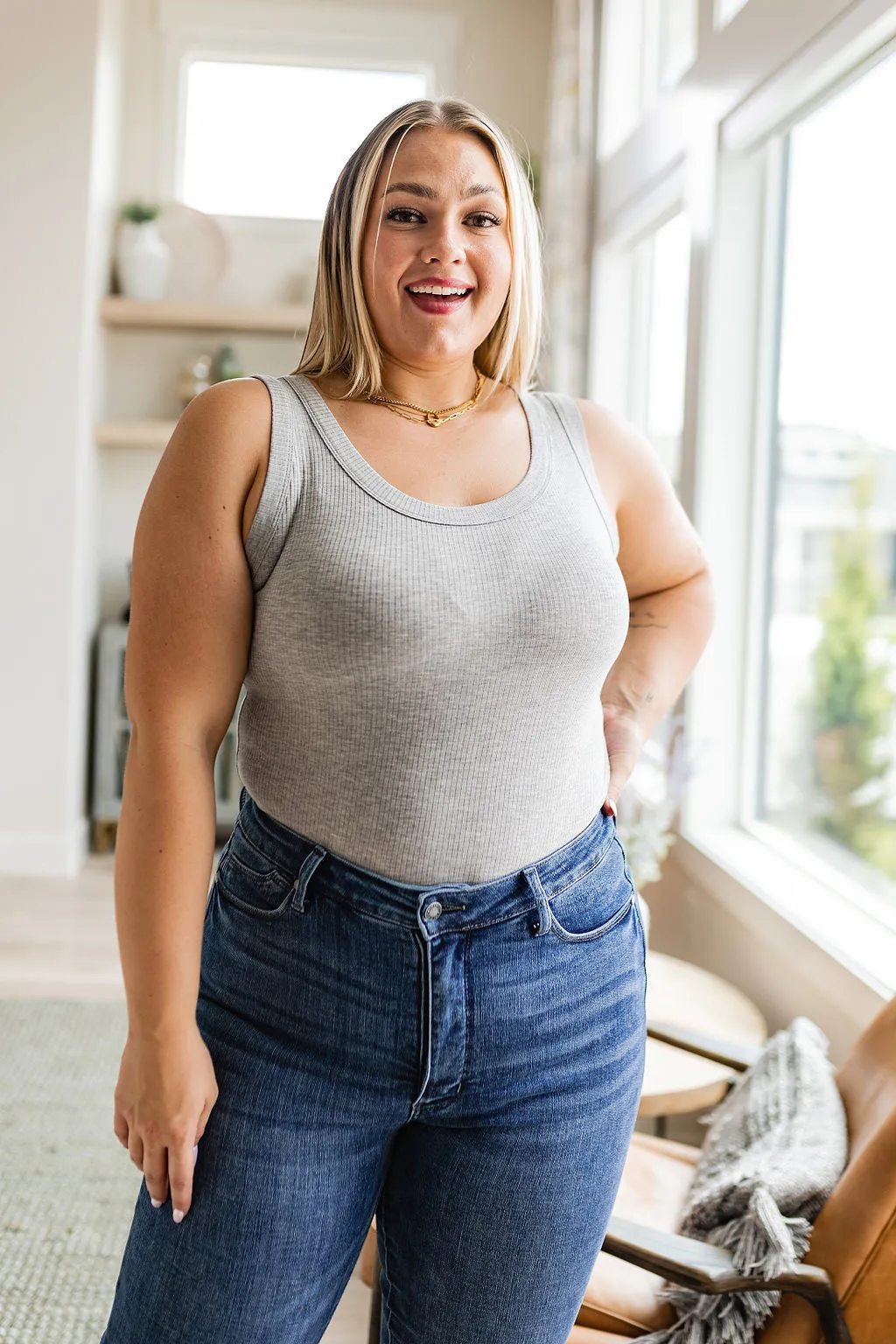 Just One More Ribbed Tank in Heather Grey - Yelete