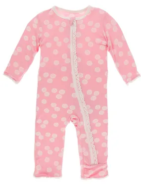 KicKee Pants Lotus Sand Dollar Muffin Ruffle Coverall with Zipper