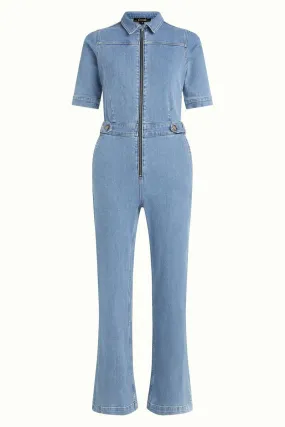 King Louie garbo zip jumpsuit strata denim heaven blue