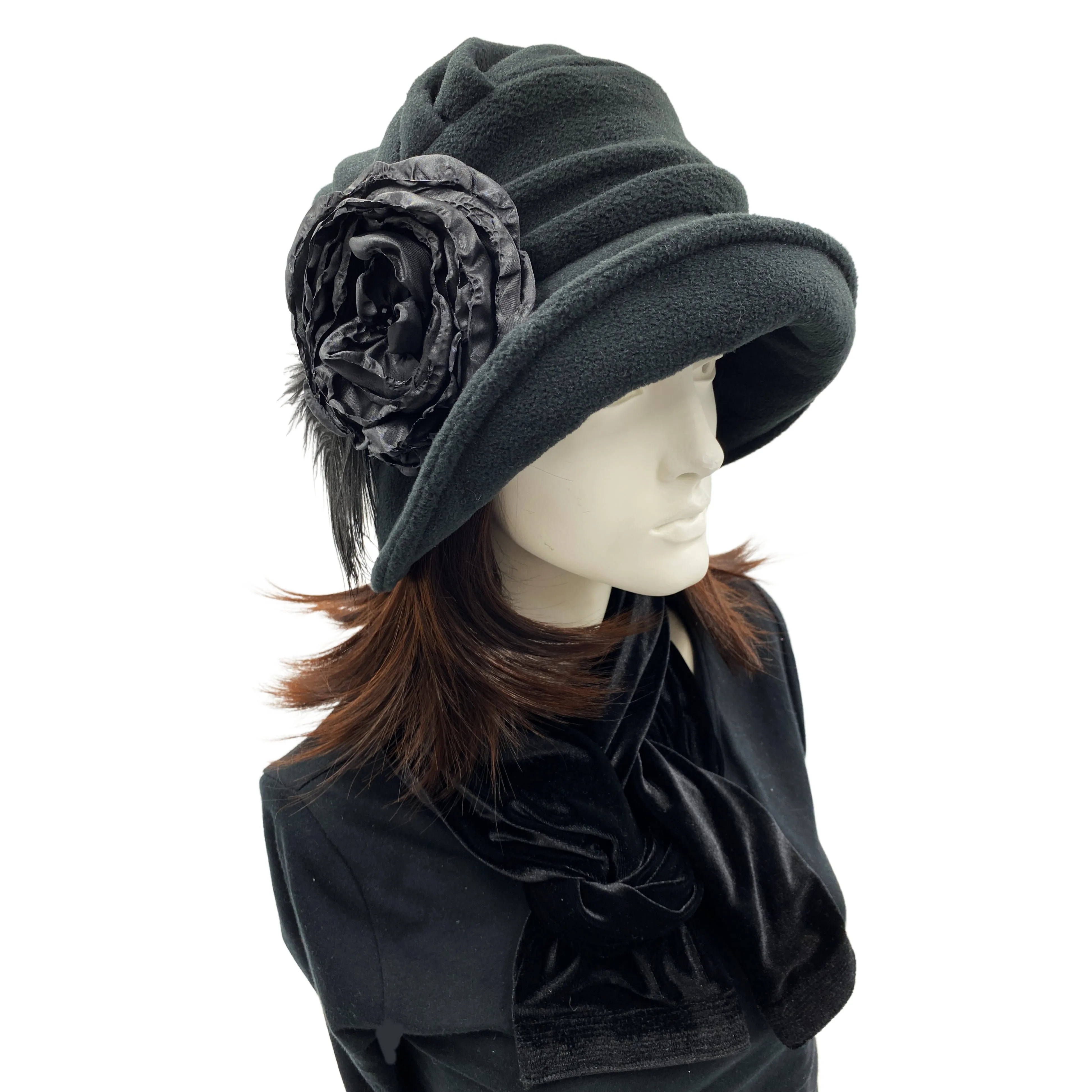 Ladies Winter Fleece Hat with Flower | The Alice Cloche