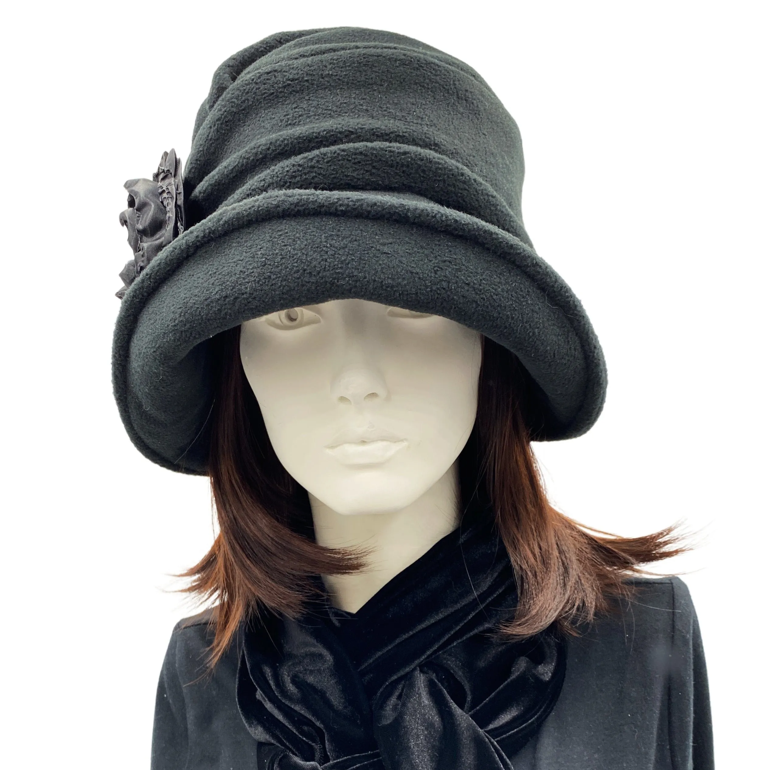 Ladies Winter Fleece Hat with Flower | The Alice Cloche