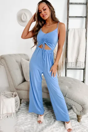 Latoya Ruched Cut-Out Jumpsuit (Sky Blue)