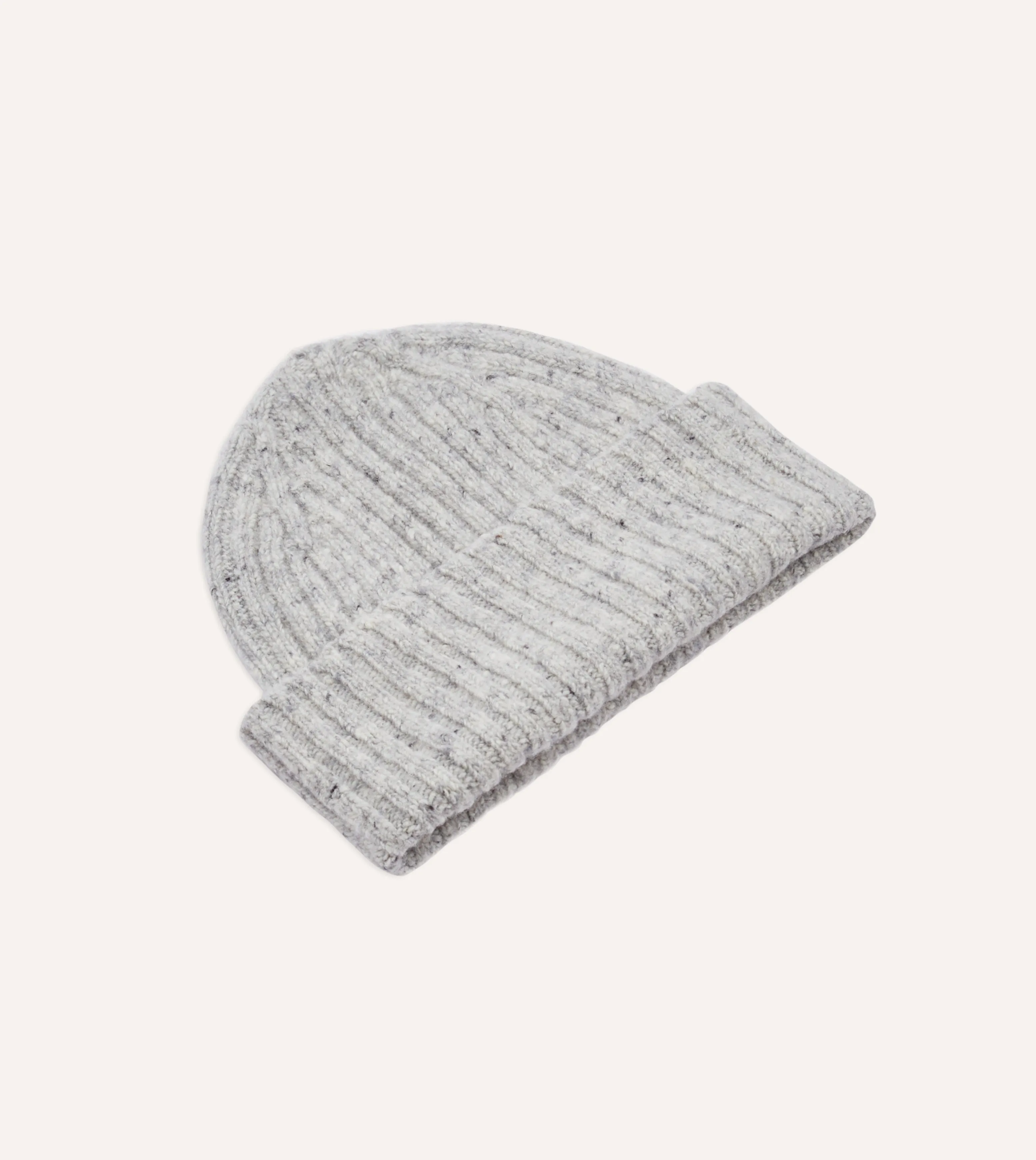 Light Grey Donegal Ribbed Merino Knit Cap