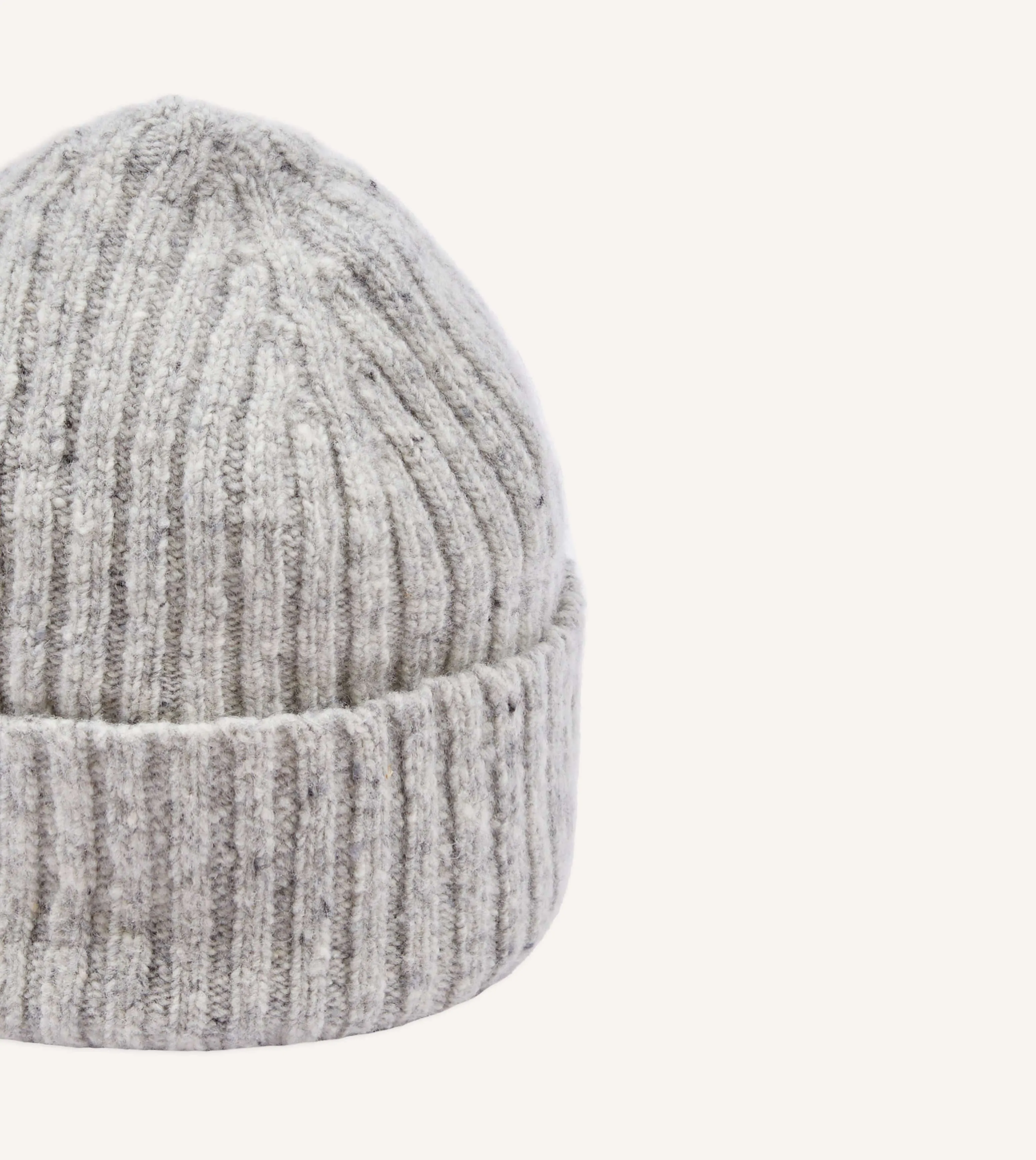 Light Grey Donegal Ribbed Merino Knit Cap