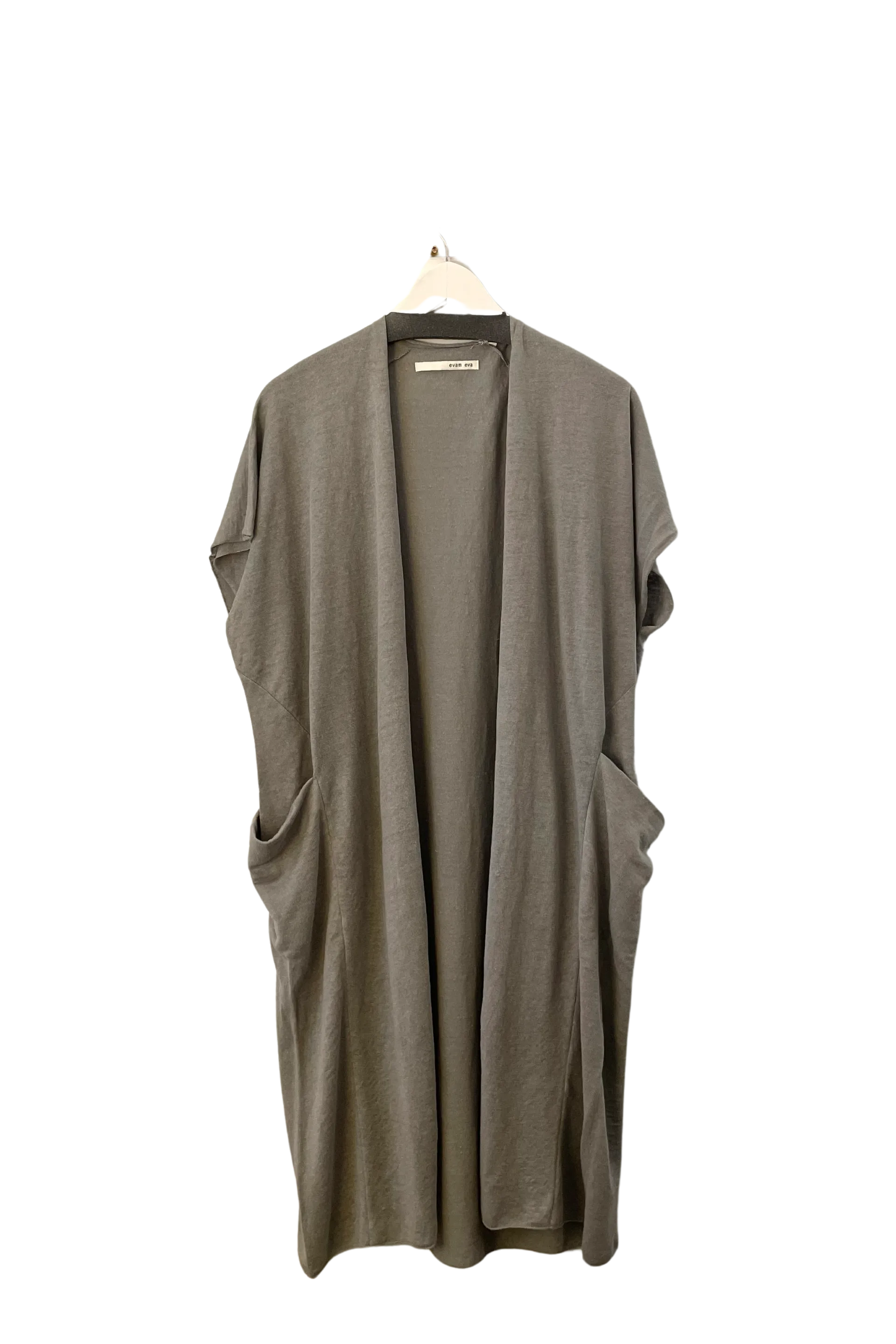 Linen Robe Vest in Phantom Gray