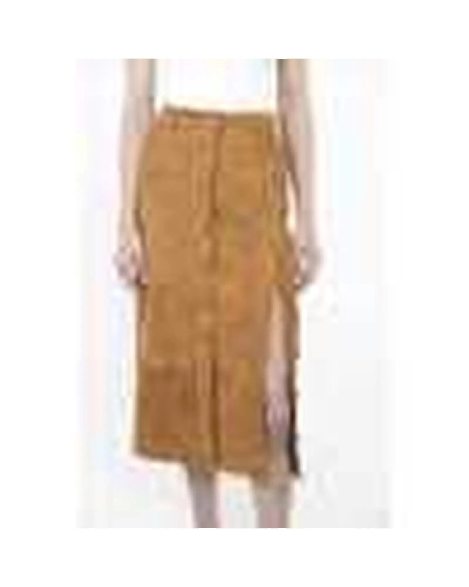 Luxury Brown Suede Midi Skirt with Front Button Closure and Side Slit