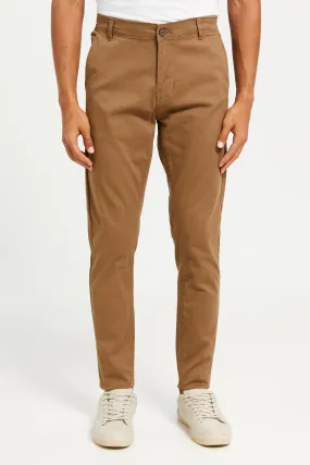 Men Brown Solid Chino Trousers