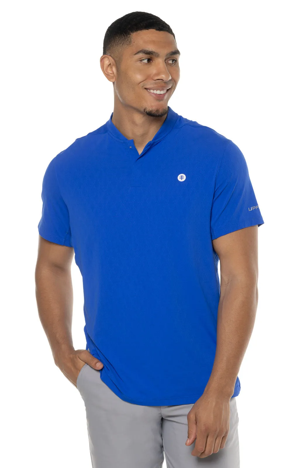 Men's Albatrose Short Sleeve Polo  |  Baja Blue Diamond Jacquard