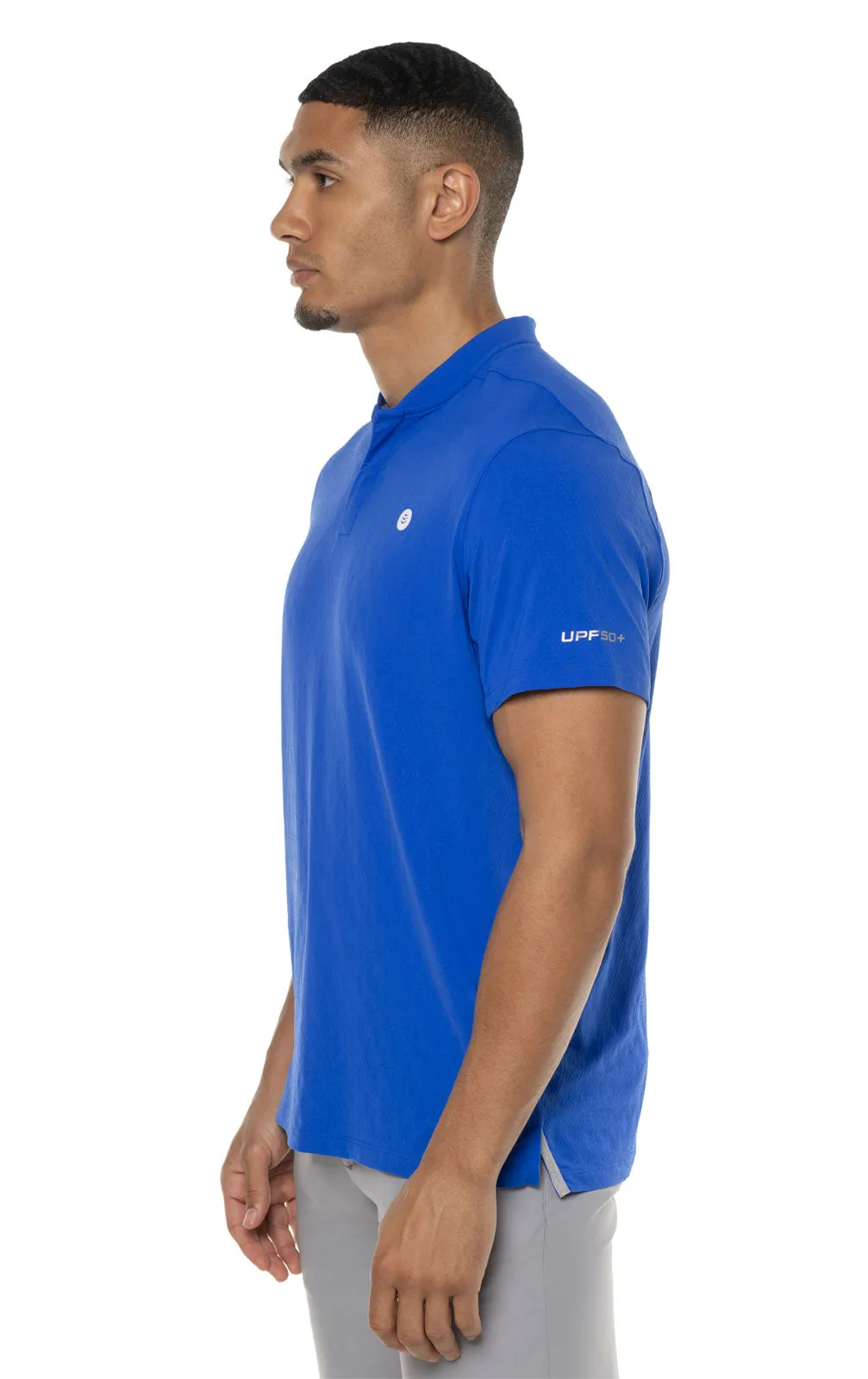 Men's Albatrose Short Sleeve Polo  |  Baja Blue Diamond Jacquard