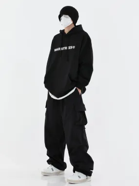 Men's Wide Leg Cargo Pant / Hip-hop High Street Large Pockets Adjustable Drawstring Jogger