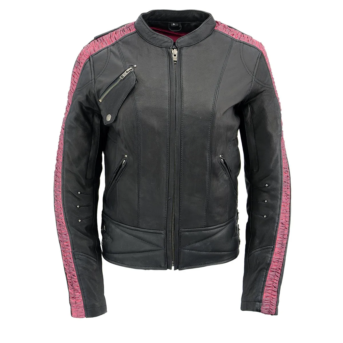 Milwaukee Leather MLL2571 Womens Black and Pink 'Crinkled Arm'