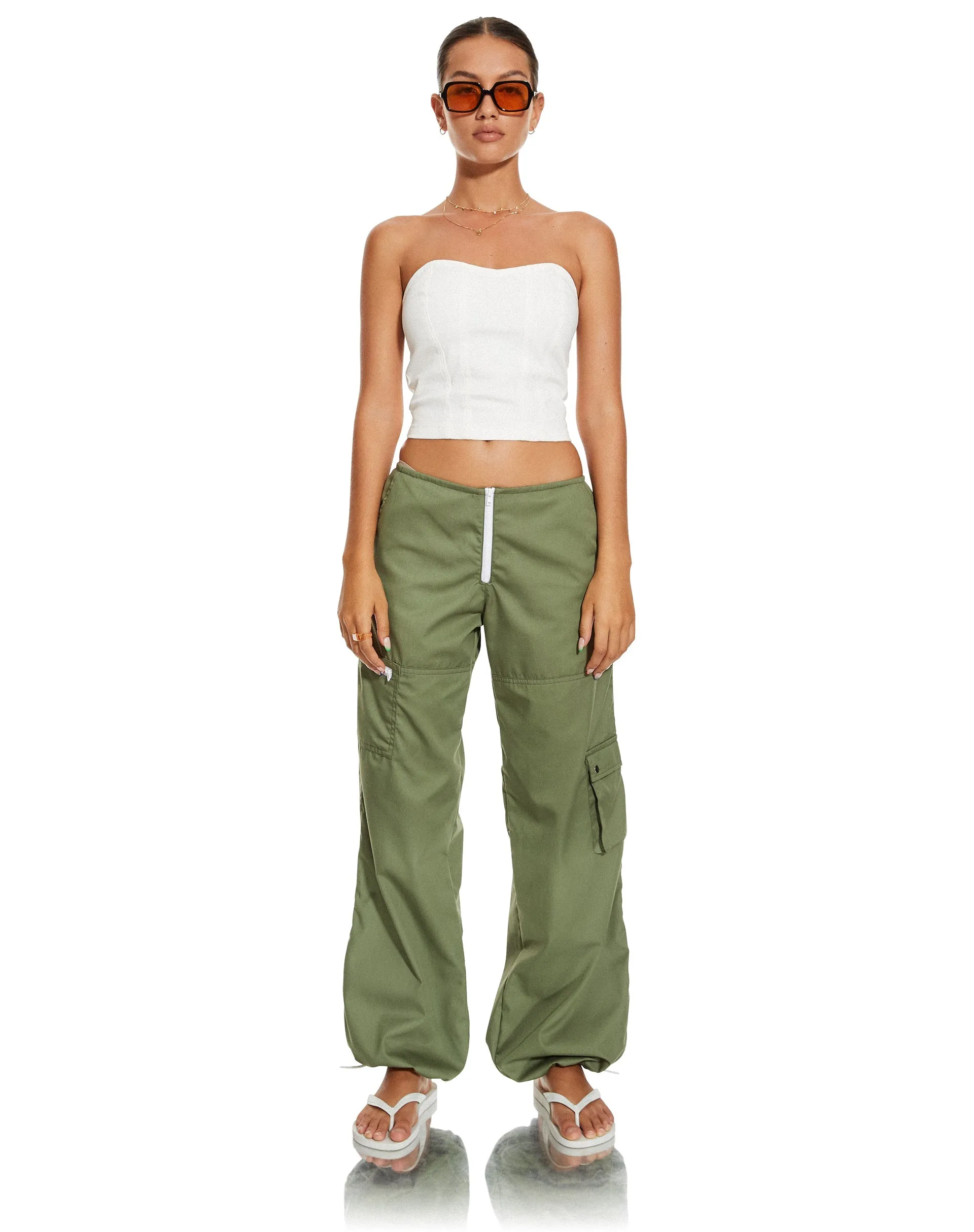 MOTEL X BARBARA Xander Cargo Trouser in Cotton Drill Olive