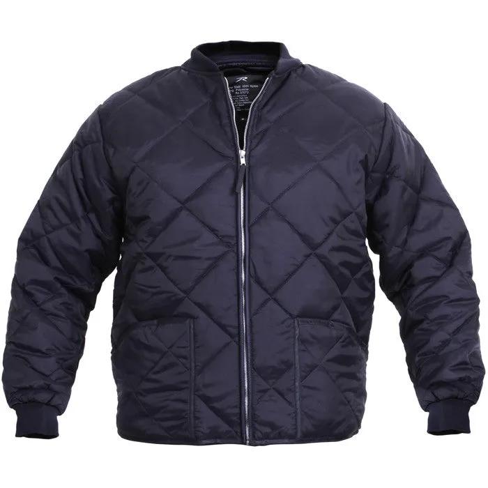 Navy Blue - Diamond Quilted Flight Jacket