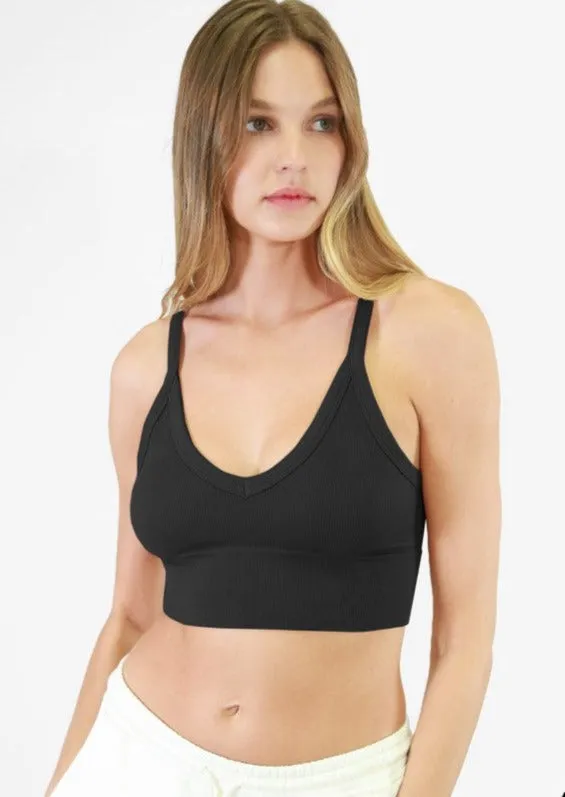 Nikibiki Ribbed V-Neck Bra Top Made in USA