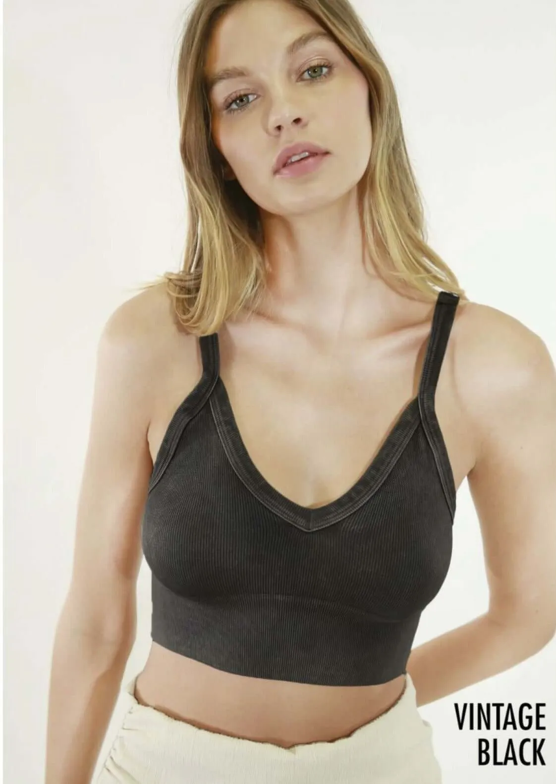 Nikibiki Ribbed V-Neck Bra Top Made in USA