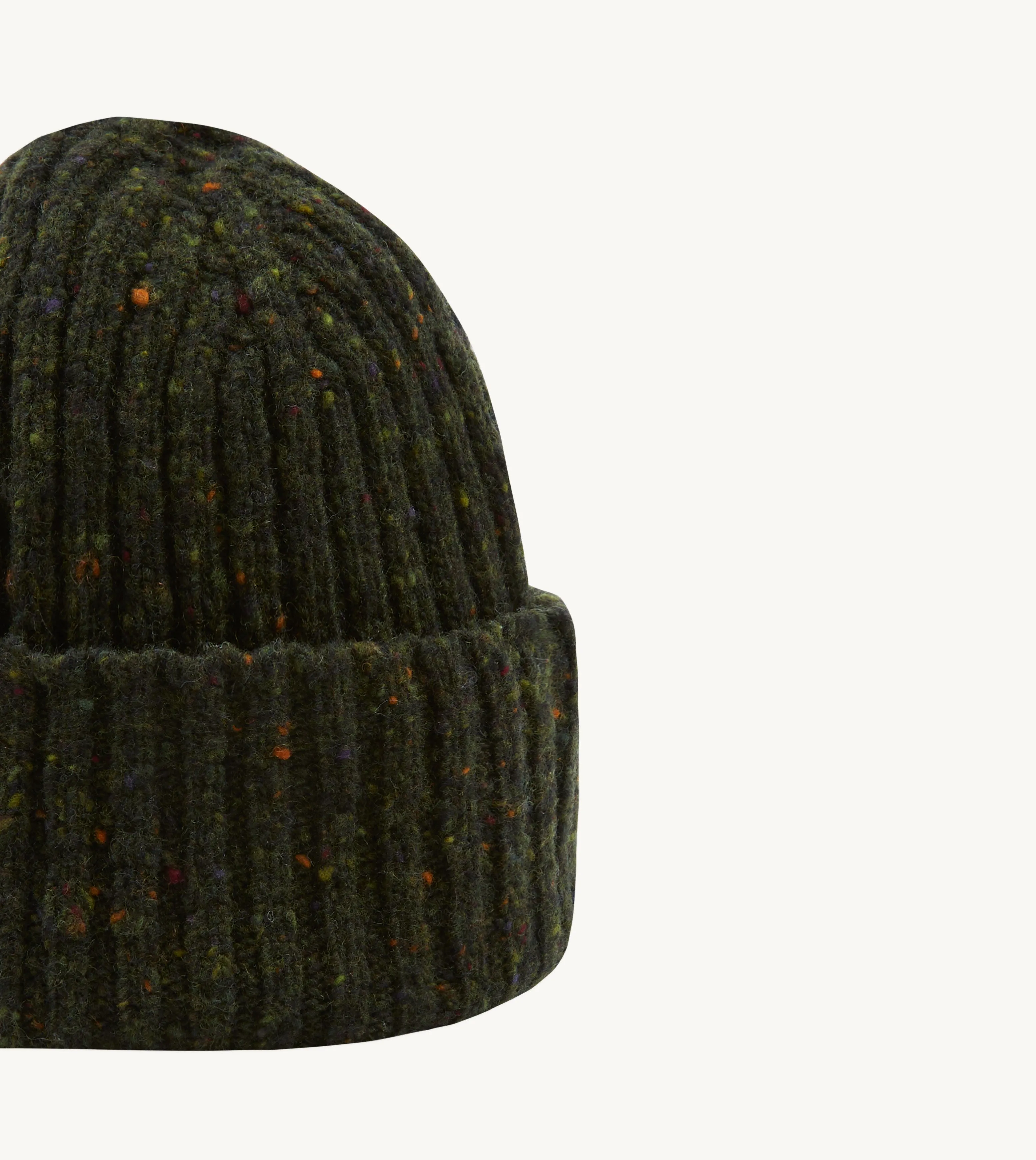 Olive Donegal Ribbed Merino Knit Cap