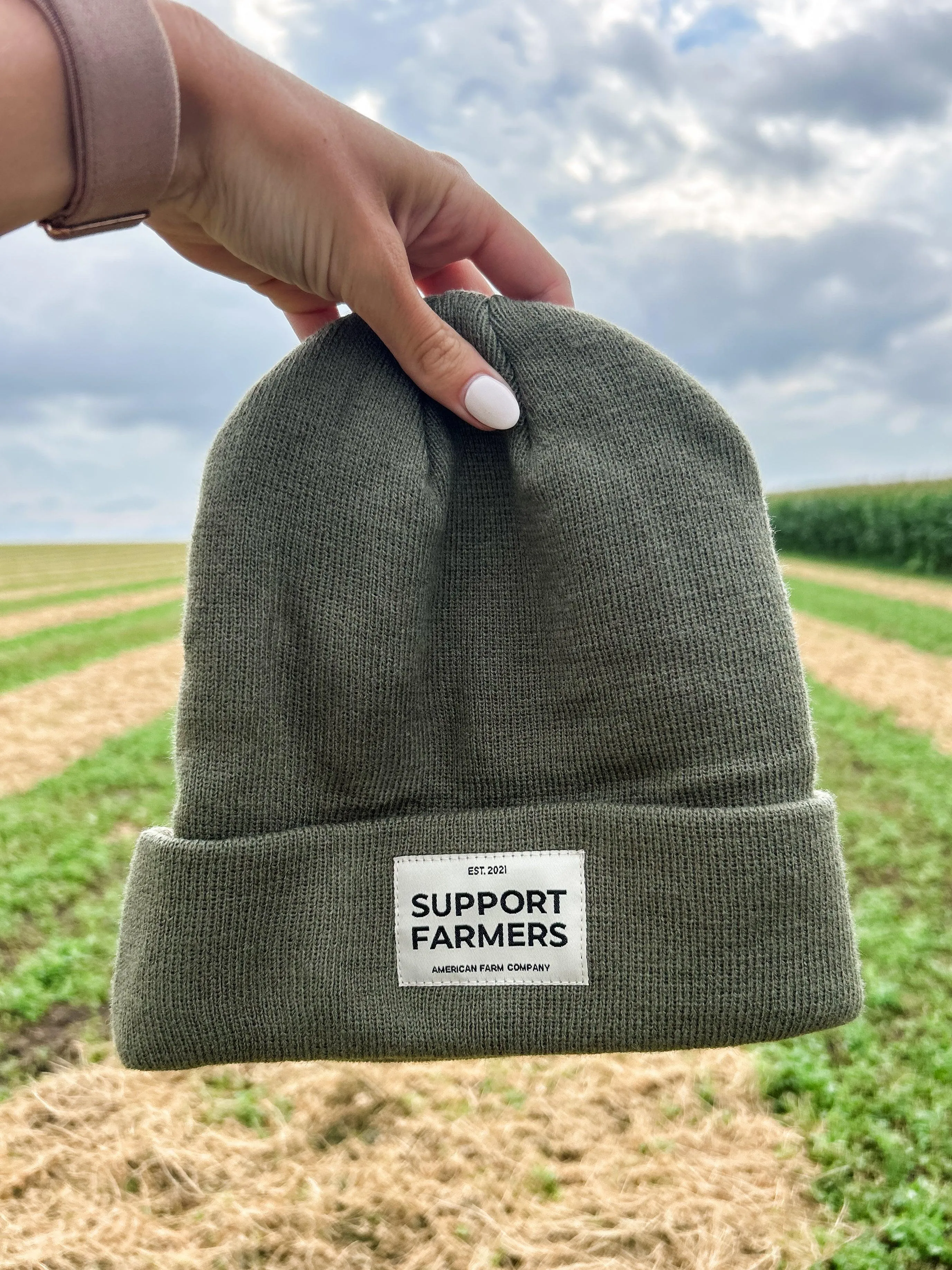 Olive ‘Support Farmers’ Beanie