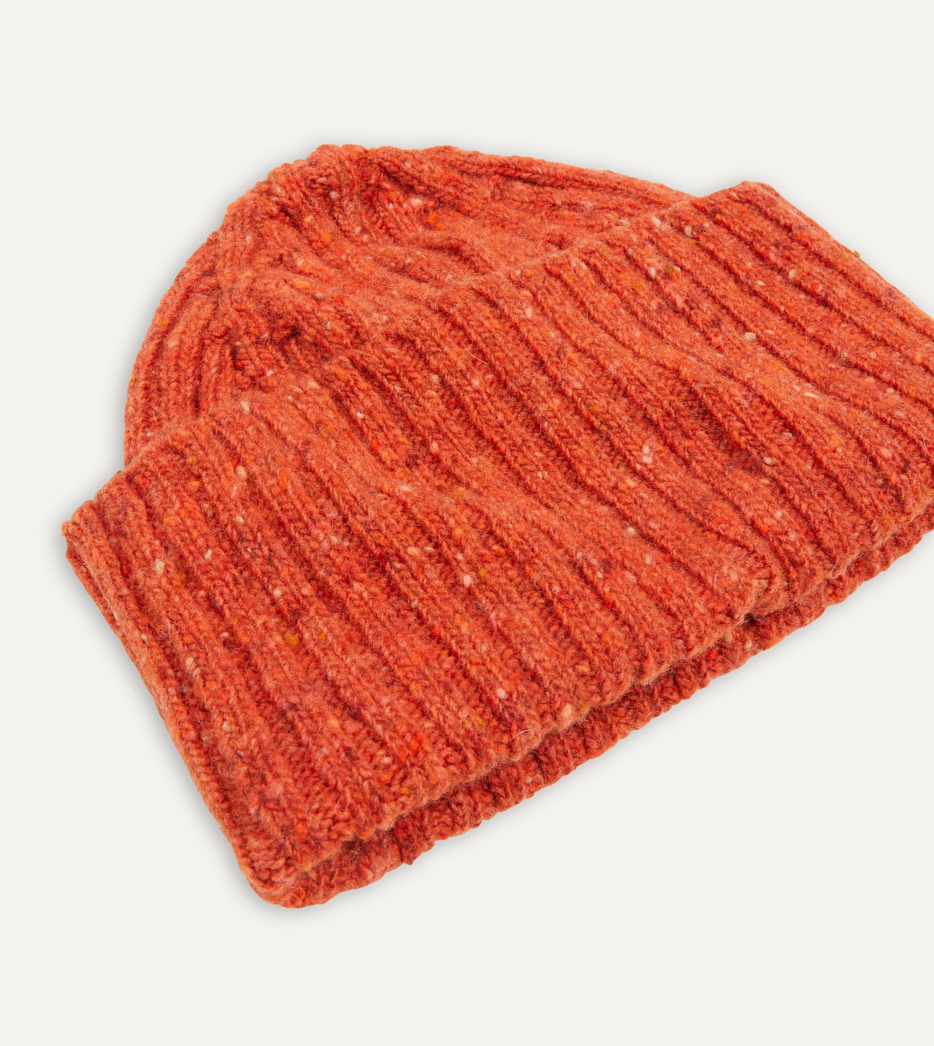 Orange Donegal Ribbed Merino Knit Cap