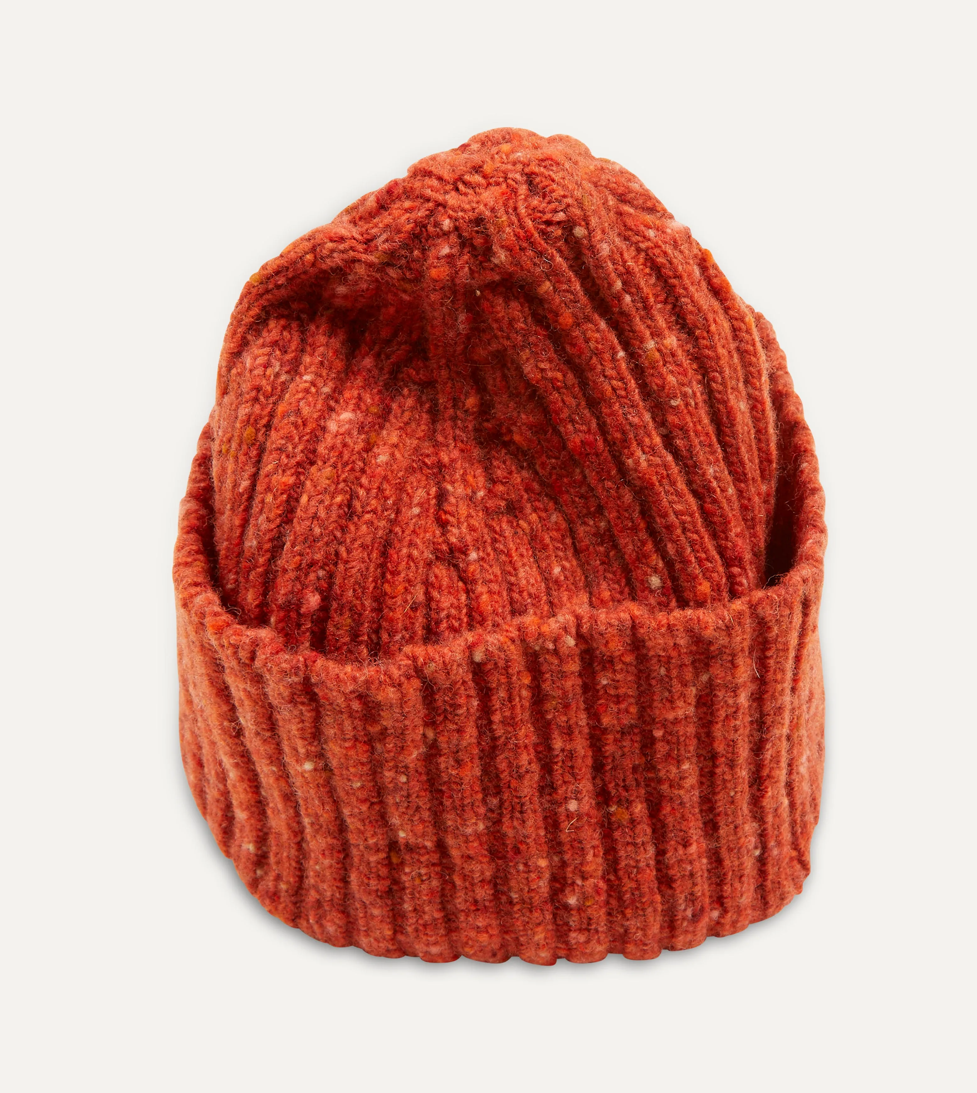 Orange Donegal Ribbed Merino Knit Cap