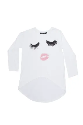 Patsy Eyelash Long Sleeve T Shirt White