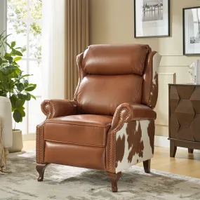 Paulo Traditional Genuine Leather Manual Recliner with Nailed Trim