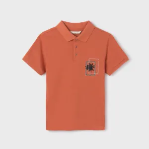 PEACH SHORT SLEEVE POLO T-SHIRT WITH GRAPHIC PRINT FOR BOYS