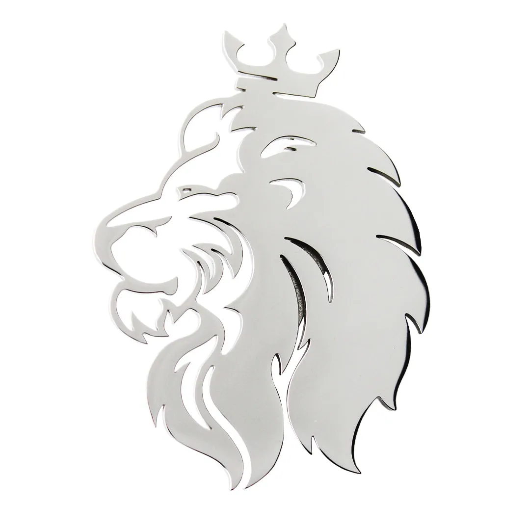 Peluche Regal Lion Silver Stainless Steel Lapel Pin for Men