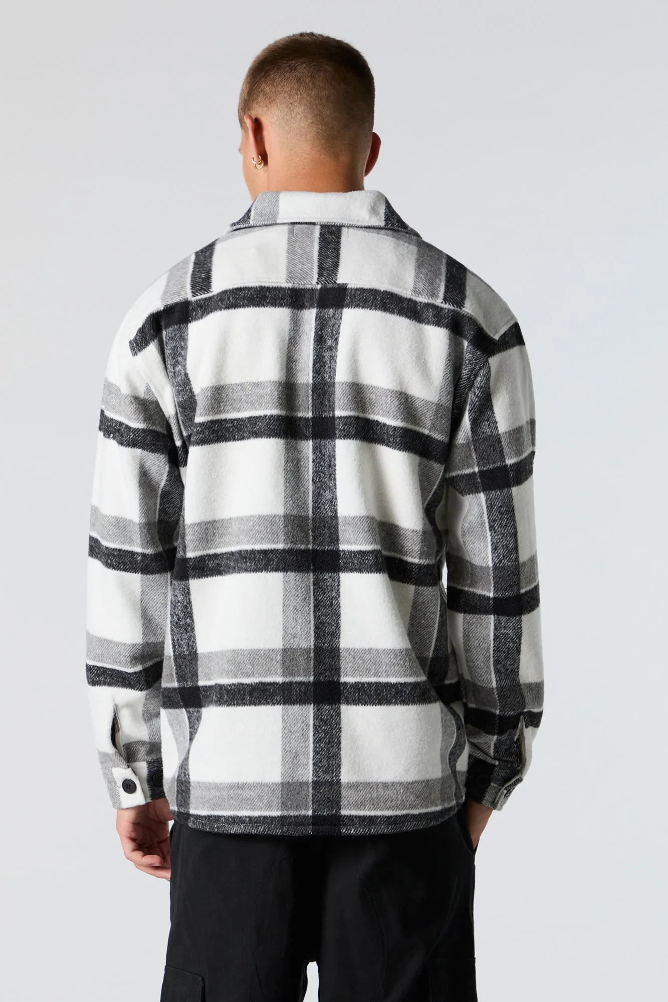 Plaid Button Front Shacket