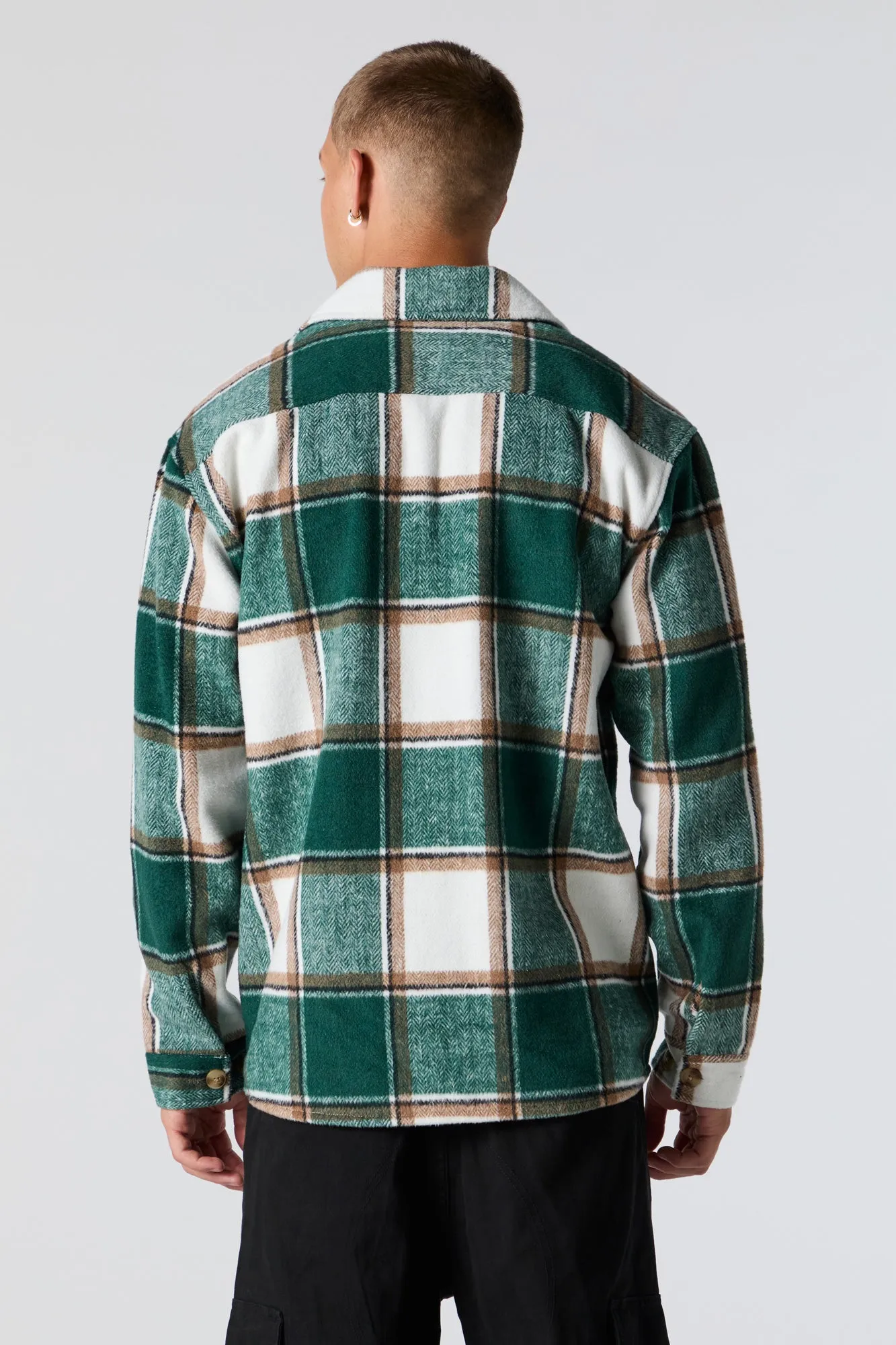 Plaid Button Front Shacket