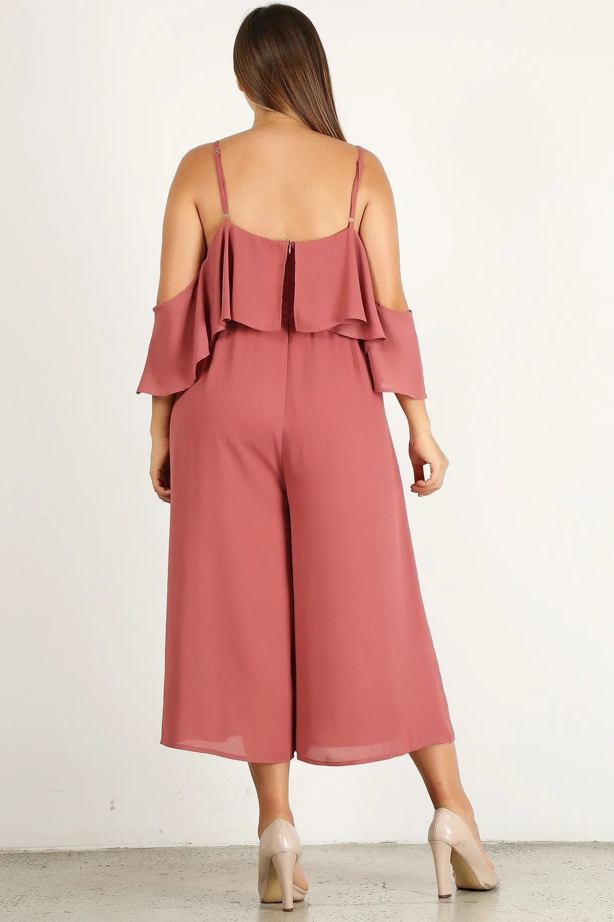 Plus Size Solid Wide Leg Jumpsuit