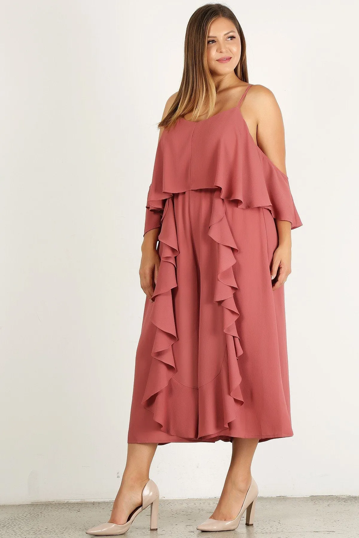 Plus Size Solid Wide Leg Jumpsuit