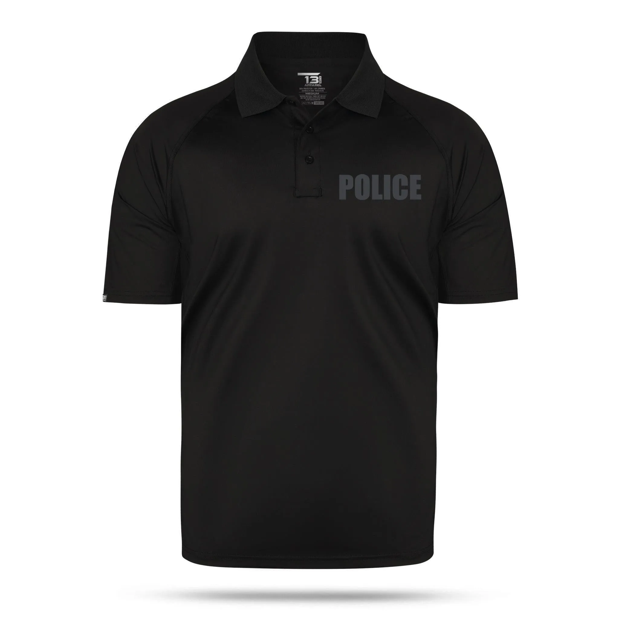 [POLICE] Men's Performance Polo [BLK/BLK]