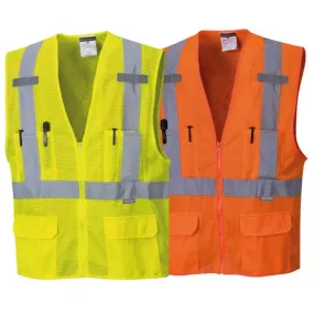 Portwest US370 Atlanta Hi-Vis ANSI Class 2 Mesh Safety Vest with 2" Reflective Tape and 6 Pockets