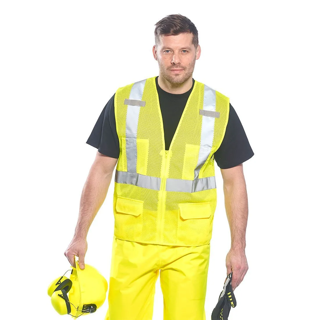 Portwest US370 Atlanta Hi-Vis ANSI Class 2 Mesh Safety Vest with 2" Reflective Tape and 6 Pockets