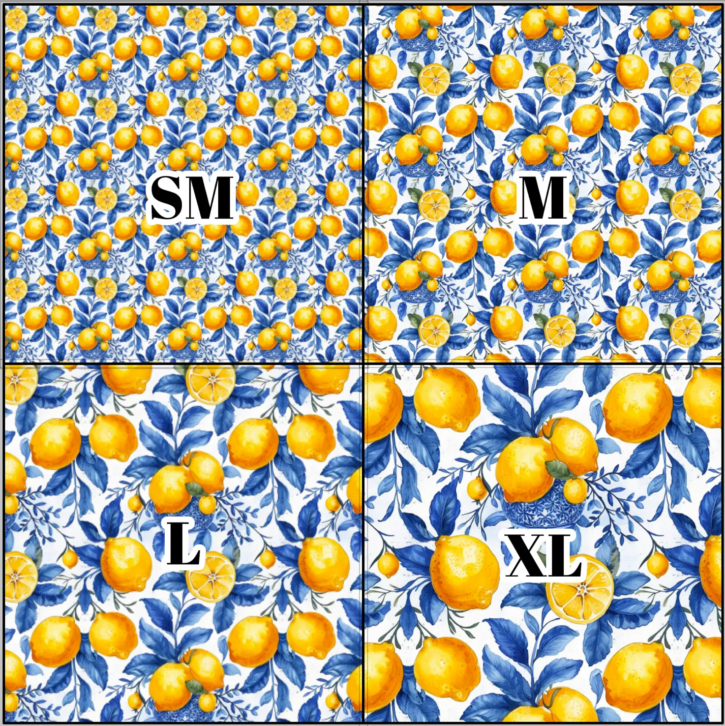 Printed Vinyl & HTV Blue and Lemons G Patterns 12 x 12 inch sheet