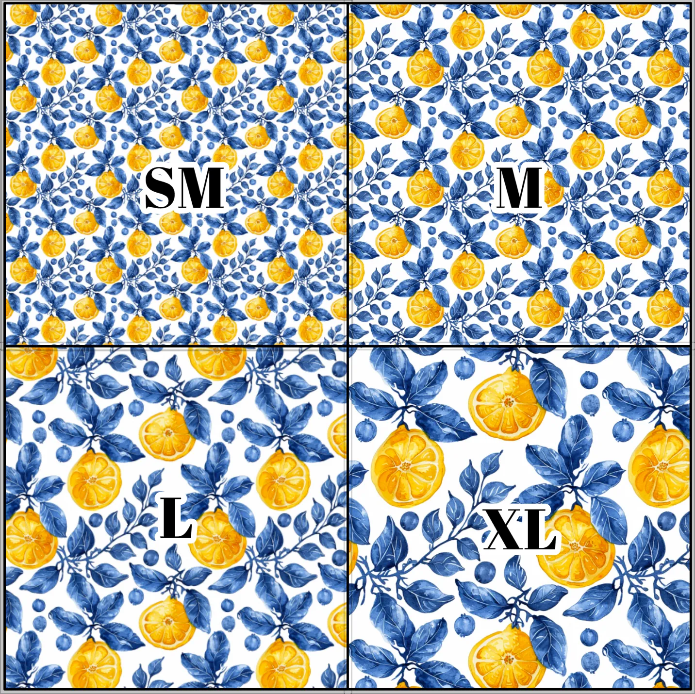 Printed Vinyl & HTV Blue and Lemons J Patterns 12 x 12 inch sheet